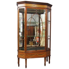 Sheraton Style Inlaid and Painted Display Cabinet
