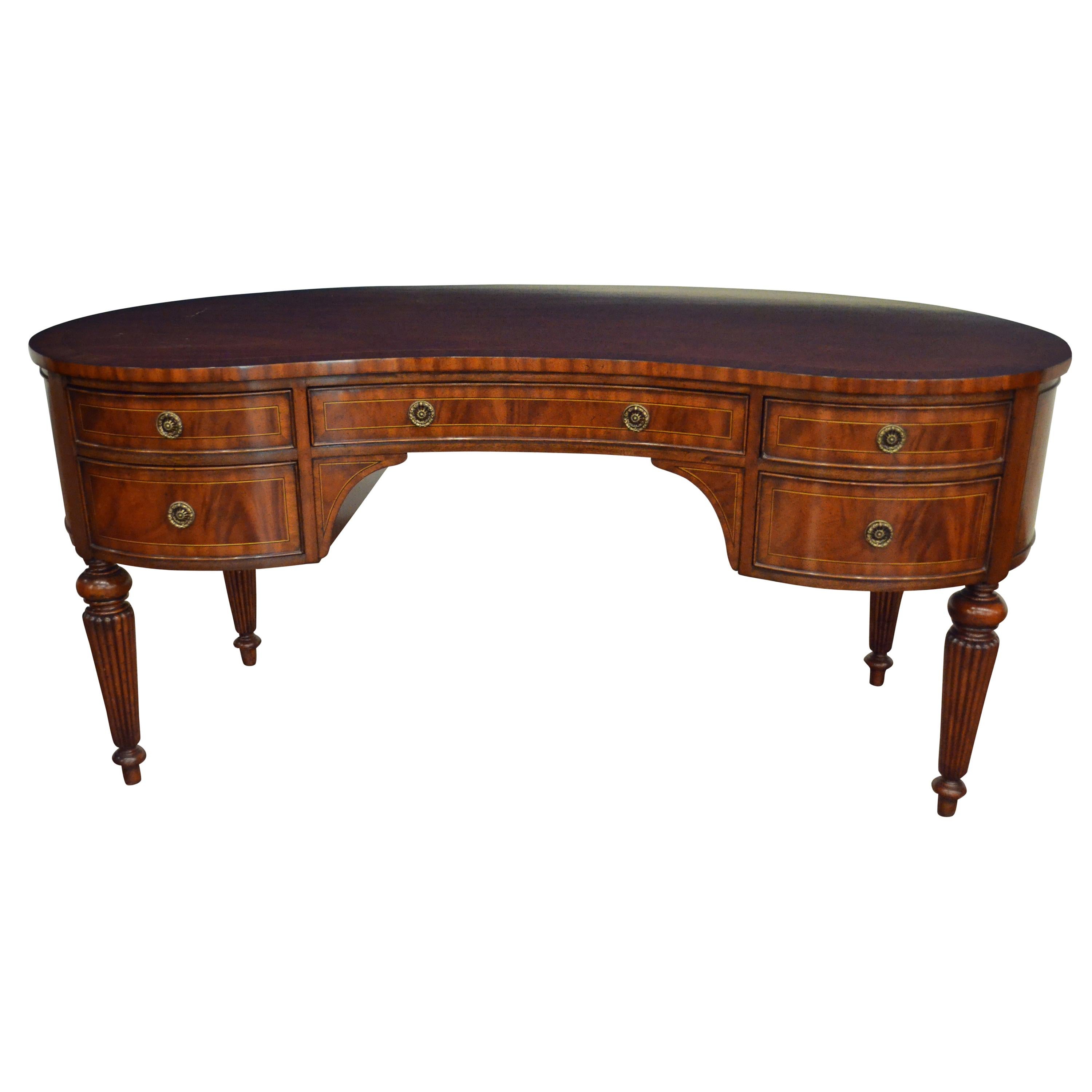 Sheraton Style Kidney Shaped Writing Desk by Leighton Hall For Sale