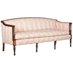 Sheraton Style Mahogany and Burl Upholstered Settee by W&J Sloan, circa 1930