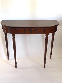 Sheraton Style Mahogany Bow-End Console Table w/ Decorative Ebony Moulding