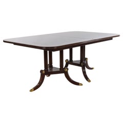 Sheraton Style Mahogany Dining Table with Inlay and Paw Feet