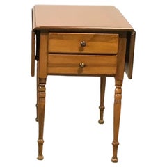 Antique Sheraton Style Maple 2 Drawer Drop Leaf Side Table