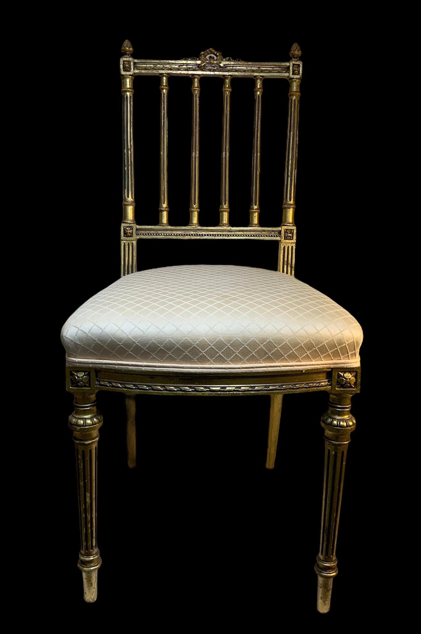 Sheraton Style Pair of Gilt Wood Parlor Chairs 5