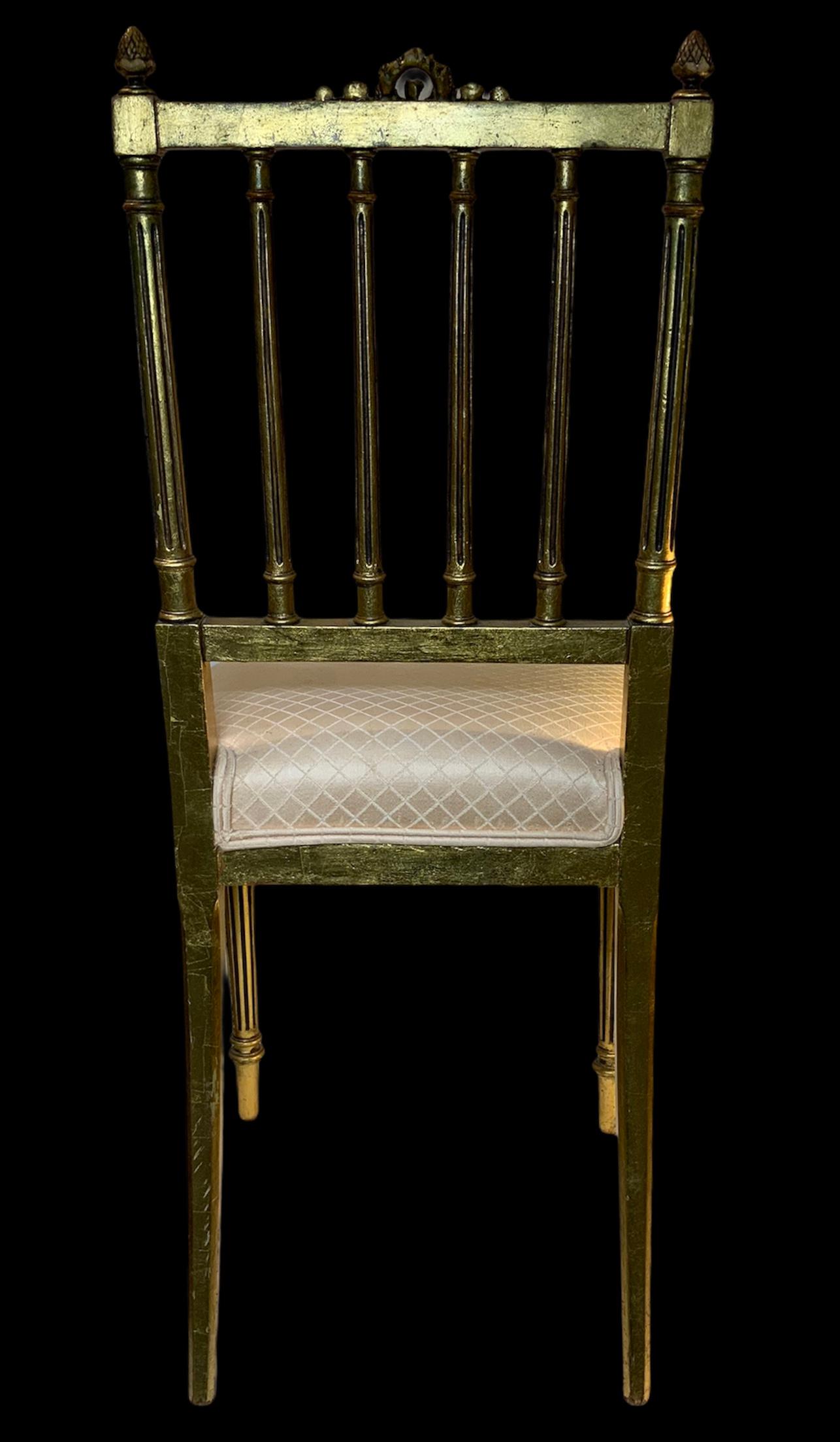 Sheraton Style Pair of Gilt Wood Parlor Chairs 7