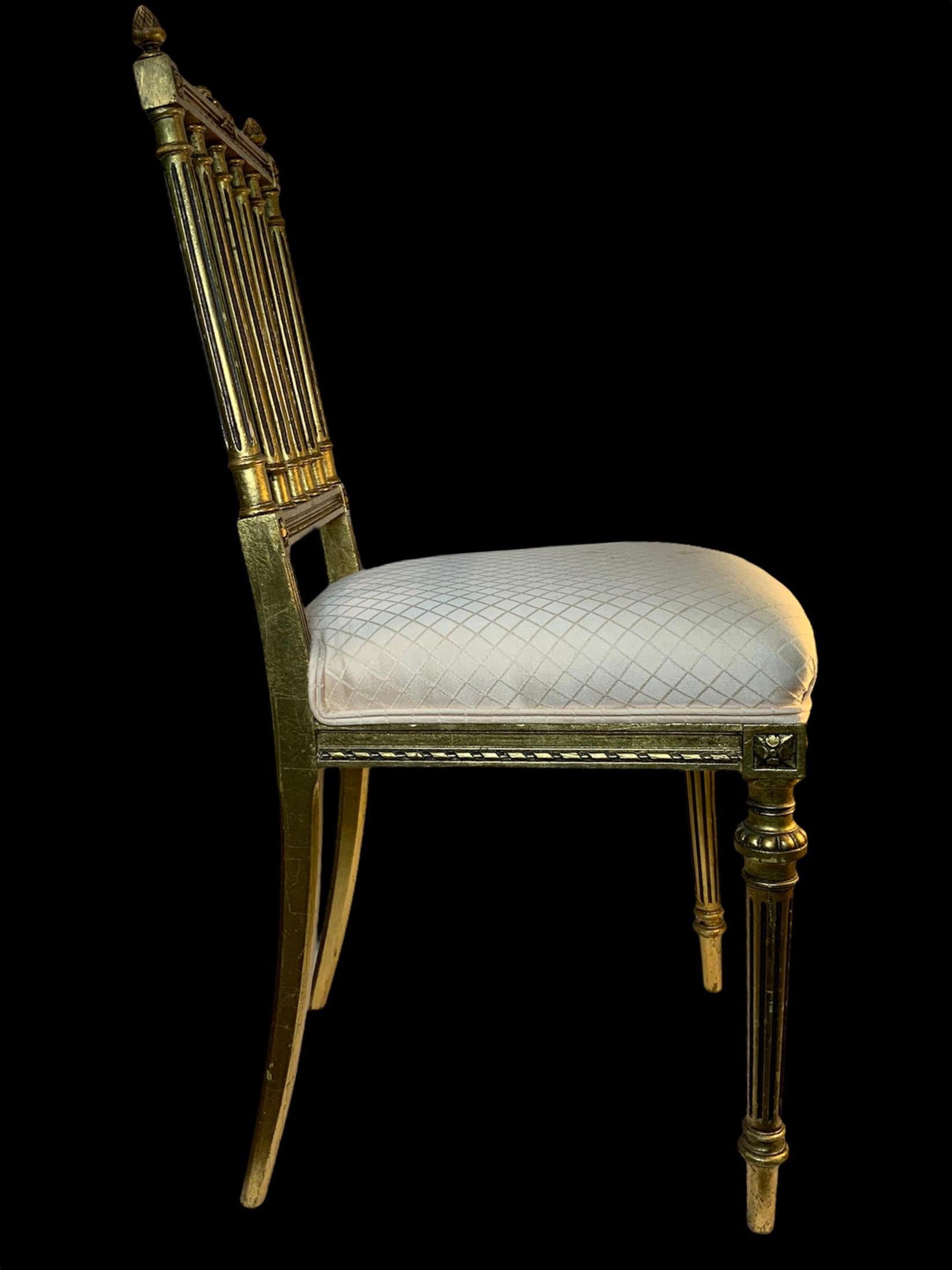 Sheraton Style Pair of Gilt Wood Parlor Chairs 8