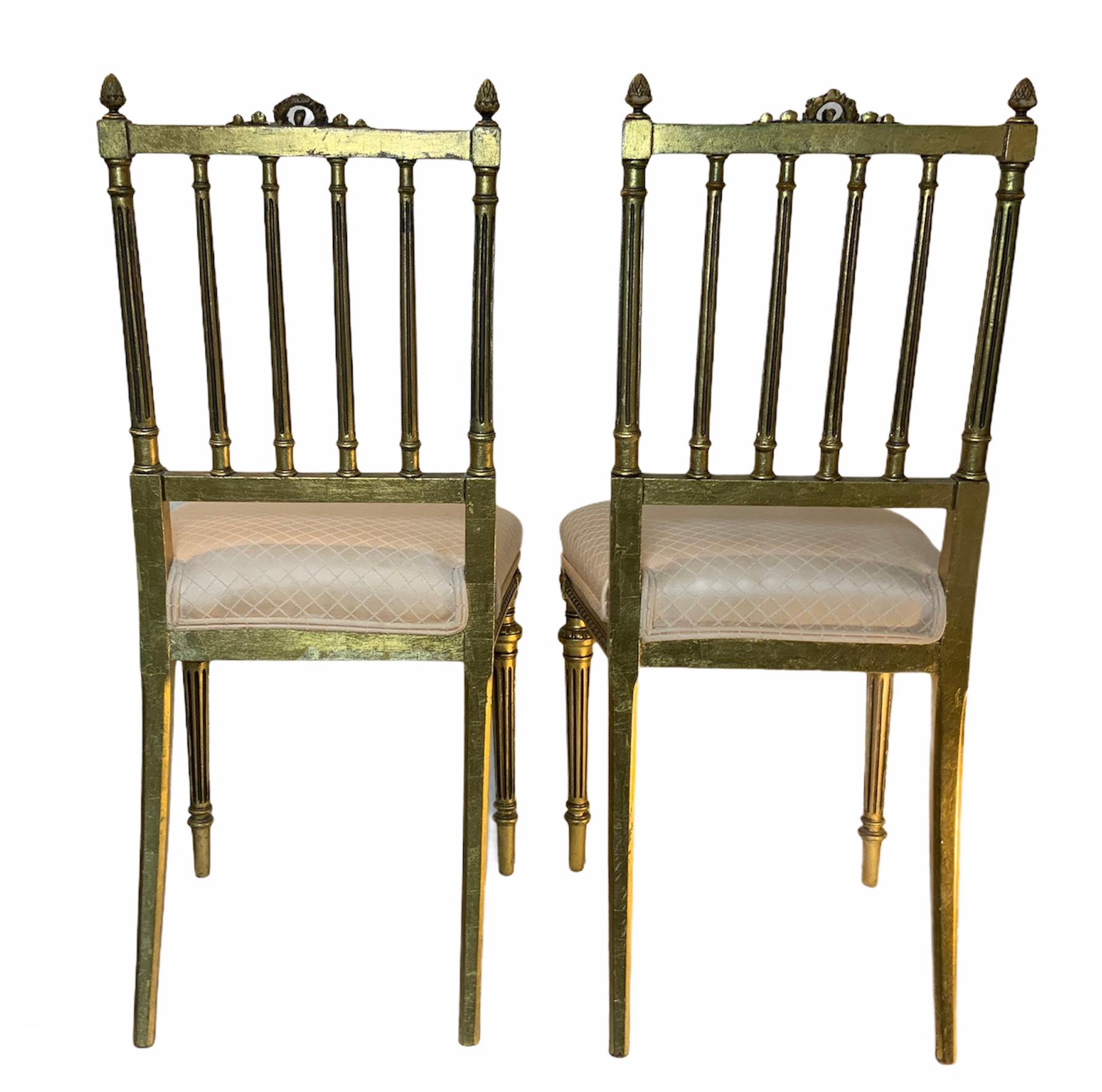 Unknown Sheraton Style Pair of Gilt Wood Parlor Chairs