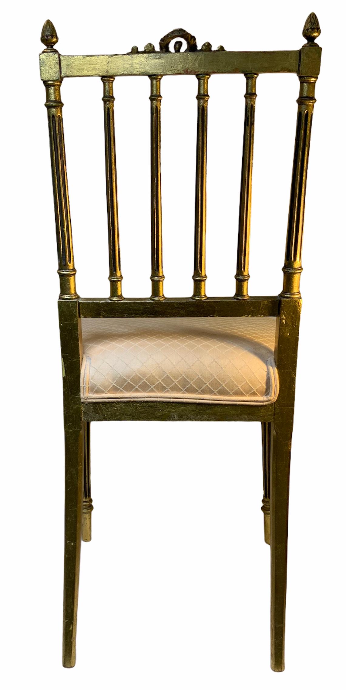 Sheraton Style Pair of Gilt Wood Parlor Chairs 2
