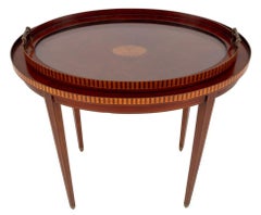 Sheraton Style Parquetry Mahogany Oval Tray Table