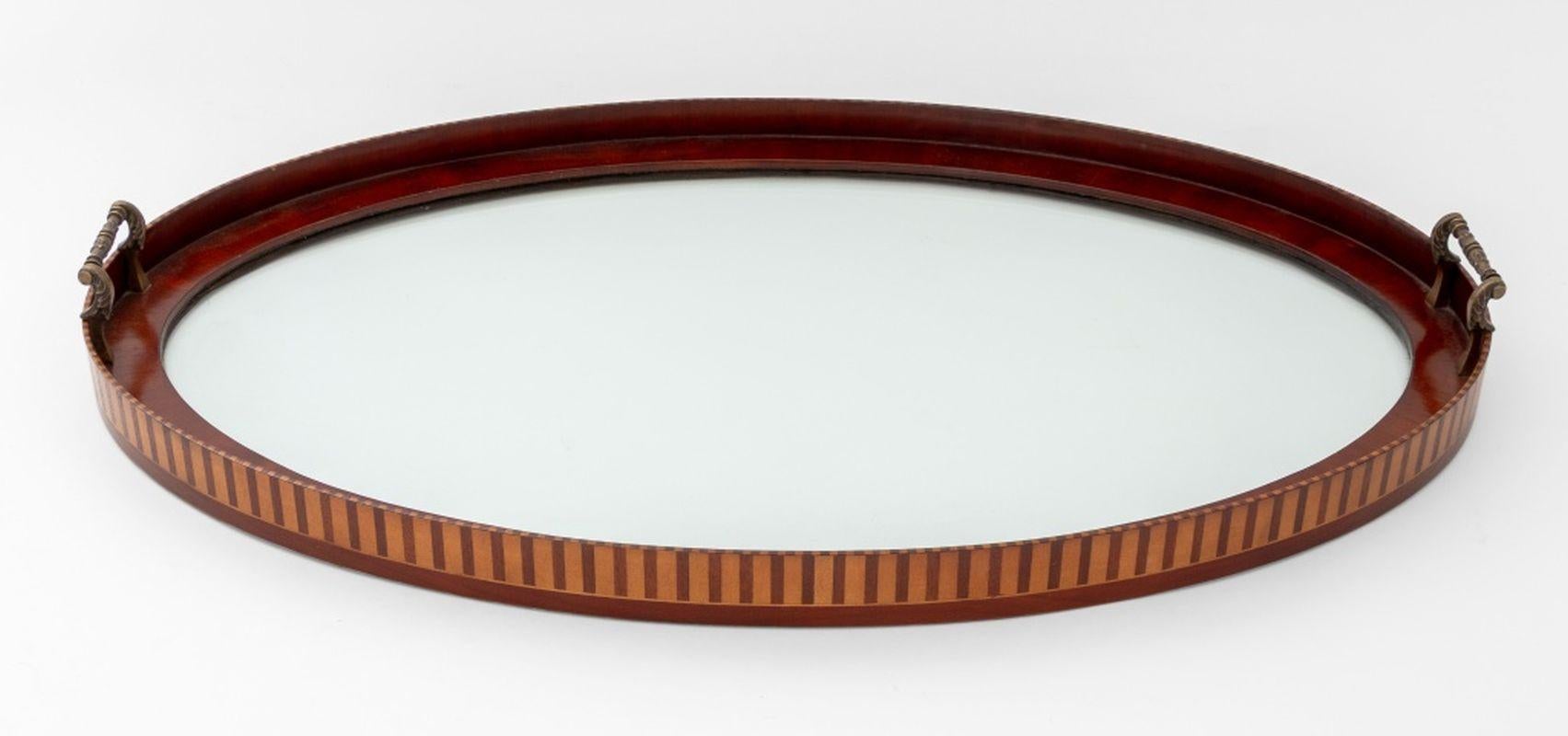 Georgian Sheraton Style Parquetry Mahogany Oval Tray Table For Sale