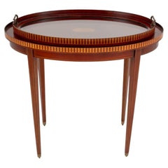 Sheraton Style Parquetry Mahogany Oval Tray Table
