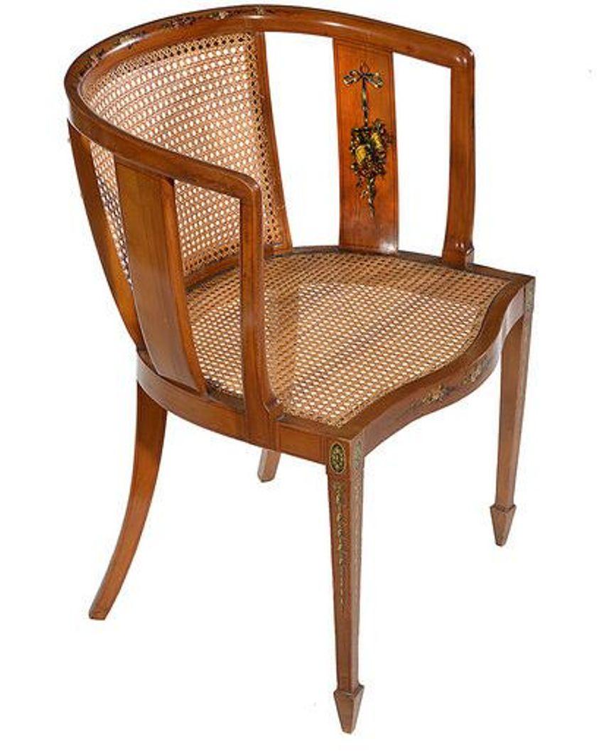 Sheraton Style Satinwood Occasional Chair with Painted Decoration For Sale 5