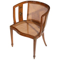 Sheraton Style Satinwood Occasional Chair with Painted Decoration