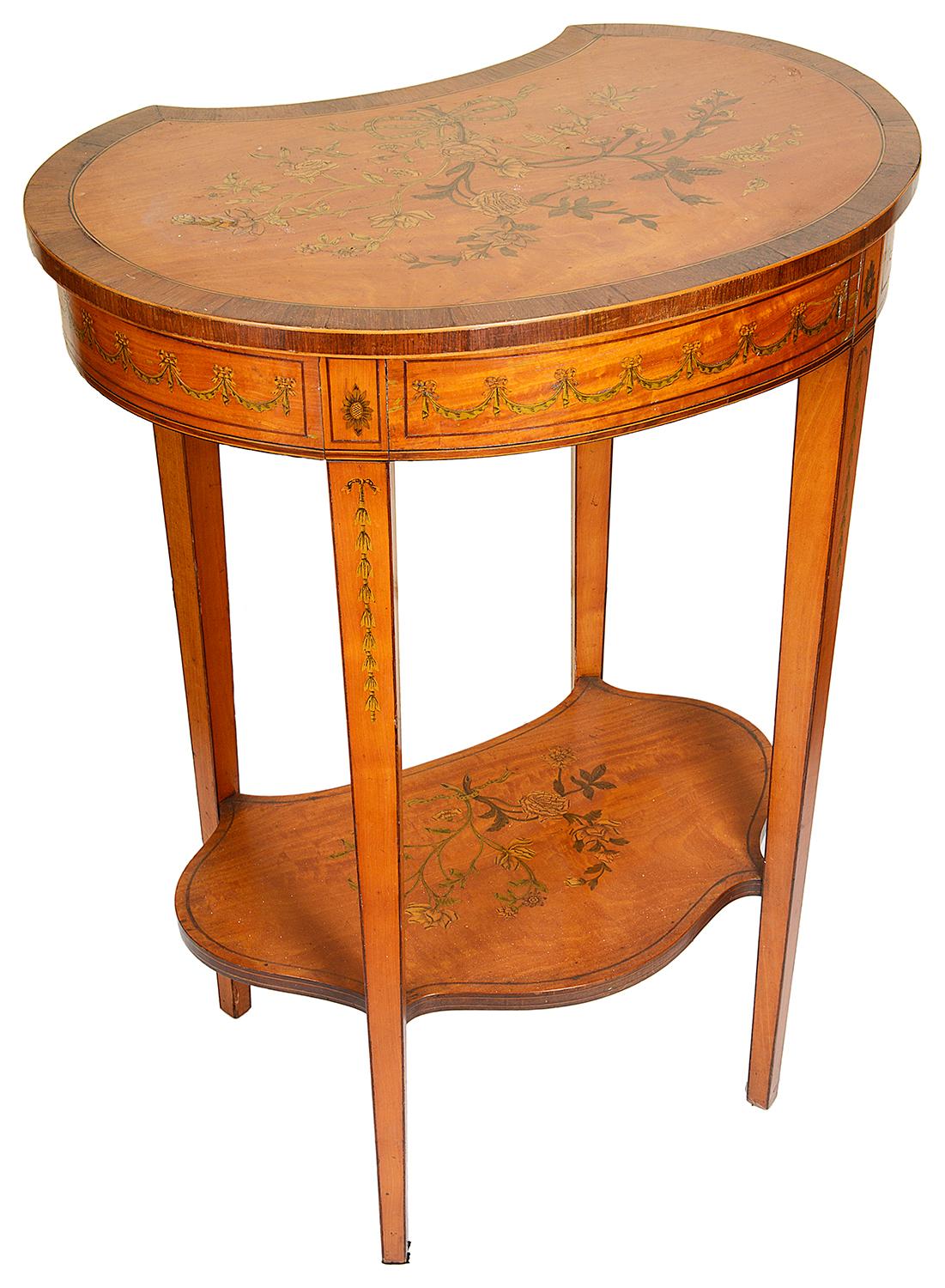 English Sheraton Style Satinwood Side Table by Edwards and Roberts For Sale
