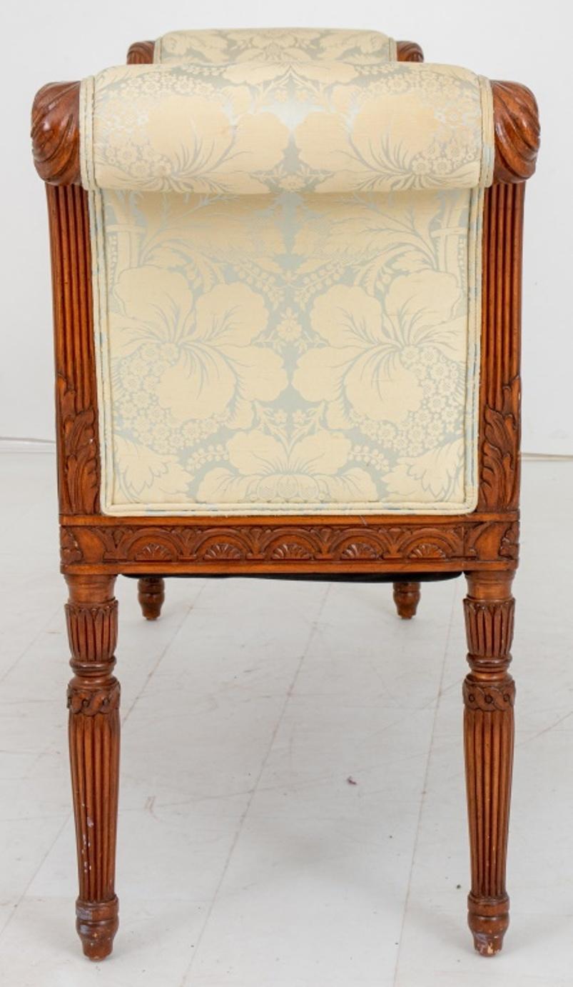 Sheraton Style Upholstered Mahogany Hall Bench 2