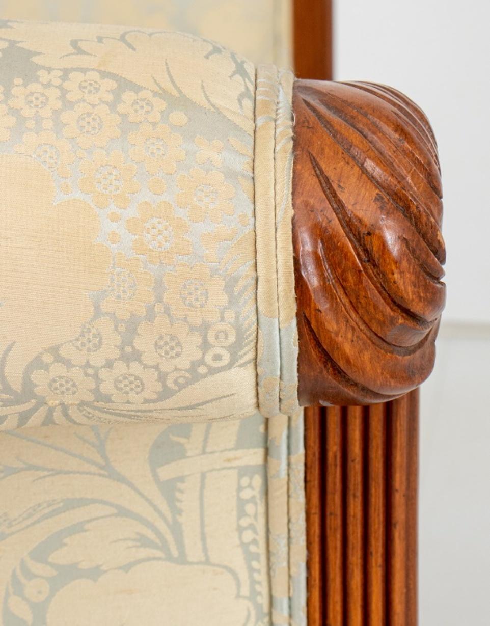 Sheraton Style Upholstered Mahogany Hall Bench 3