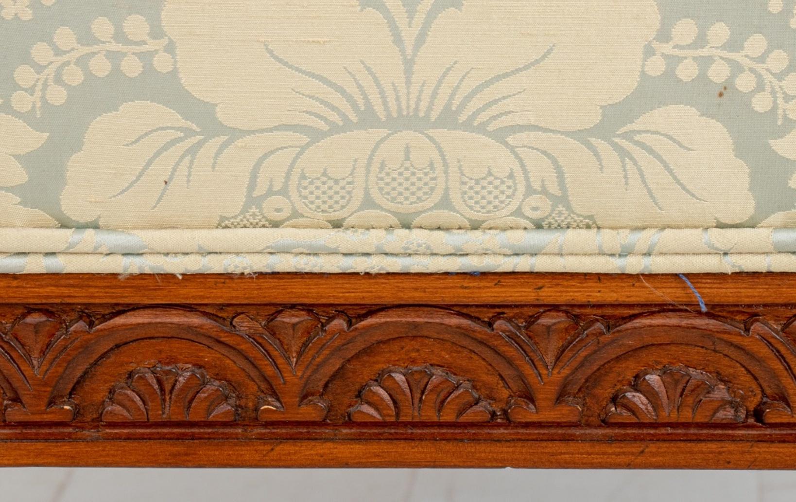 Sheraton Style Upholstered Mahogany Hall Bench 4