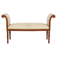 Sheraton Style Upholstered Mahogany Hall Bench