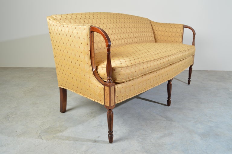 Inlay Sheraton Style Upholstered Settee