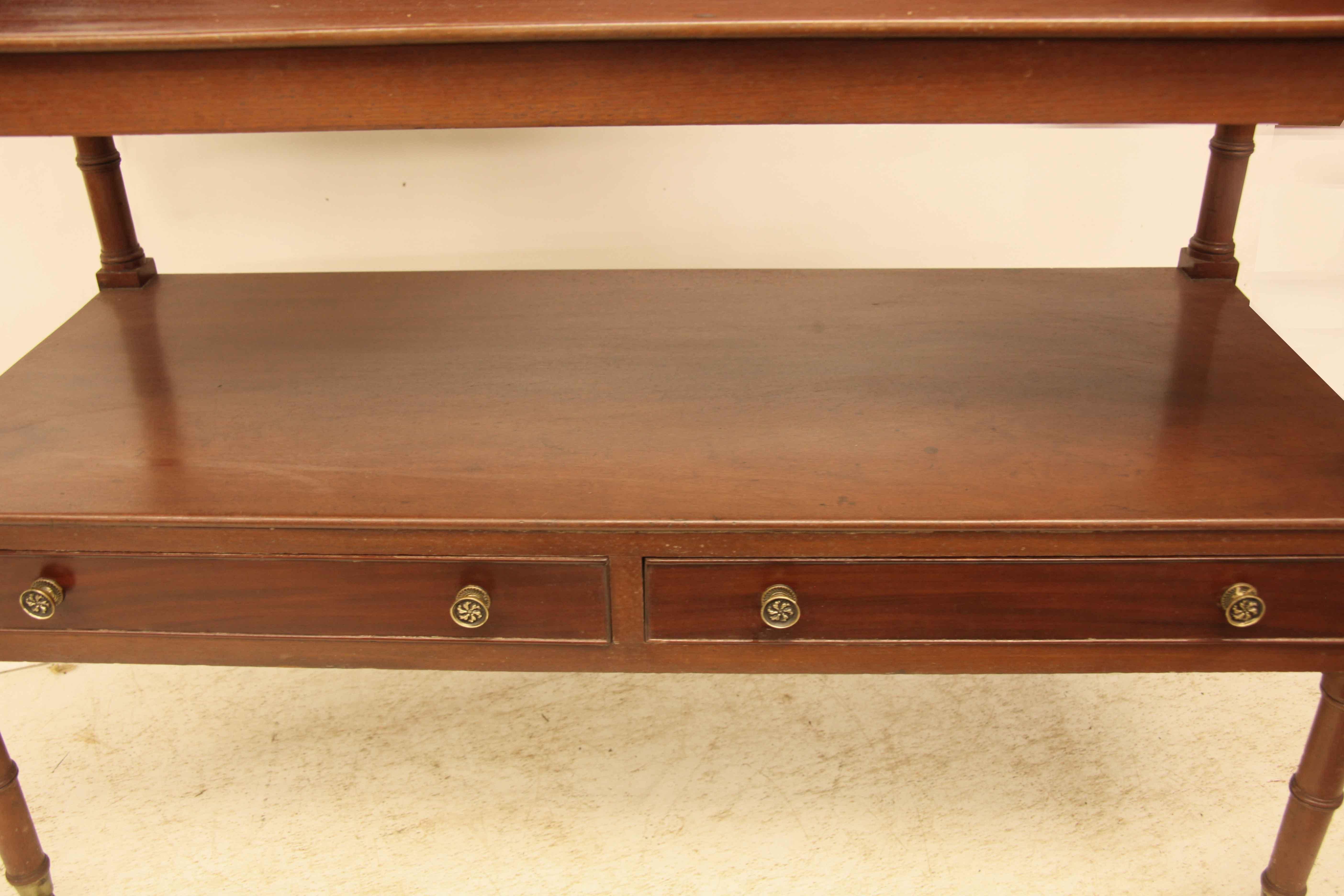 Early 19th Century Sheraton Two Drawer Serving Table