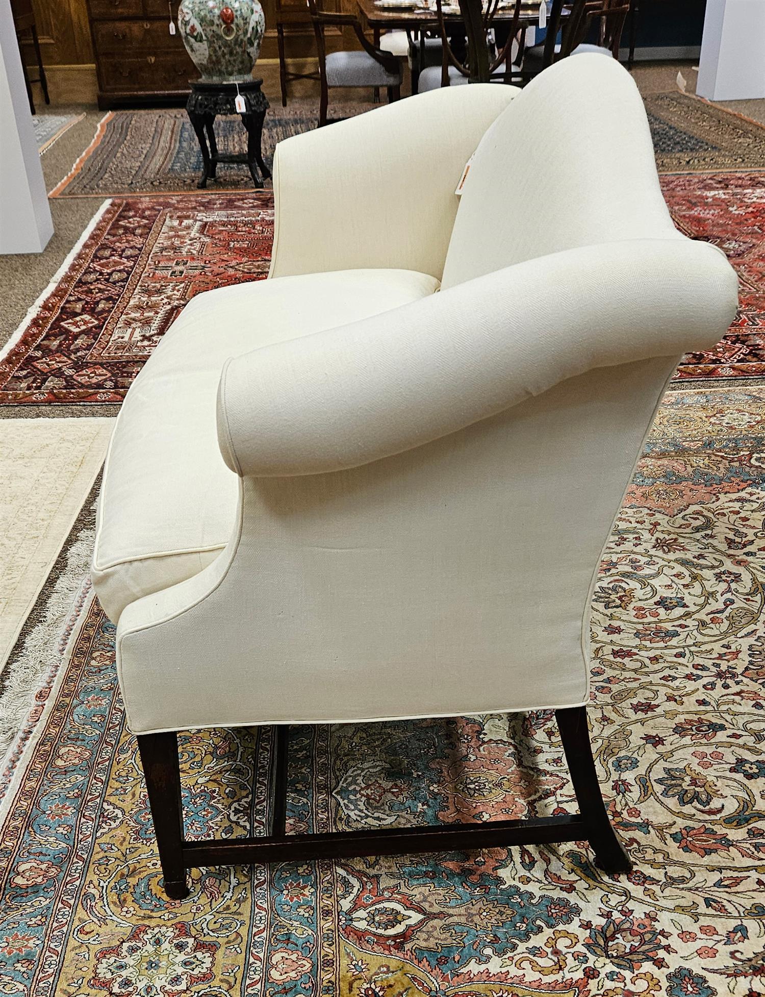 Sheraton Upholstered Mahogany Settee, early 19th century