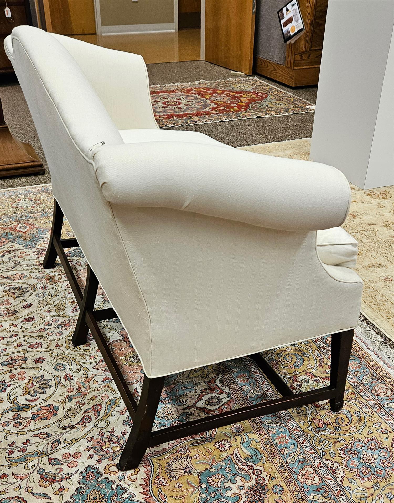 Sheraton Upholstered Mahogany Settee, Early 19th Century 3