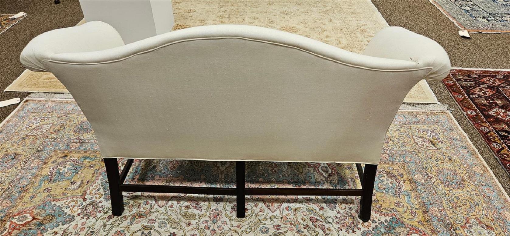 Sheraton Upholstered Mahogany Settee, Early 19th Century 5
