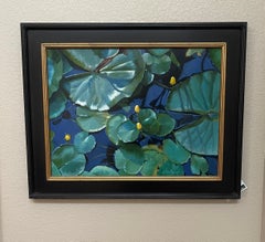 "August Pond" (2019) by Sheri Farabaugh, Lily Pad Impressionist Oil Painting