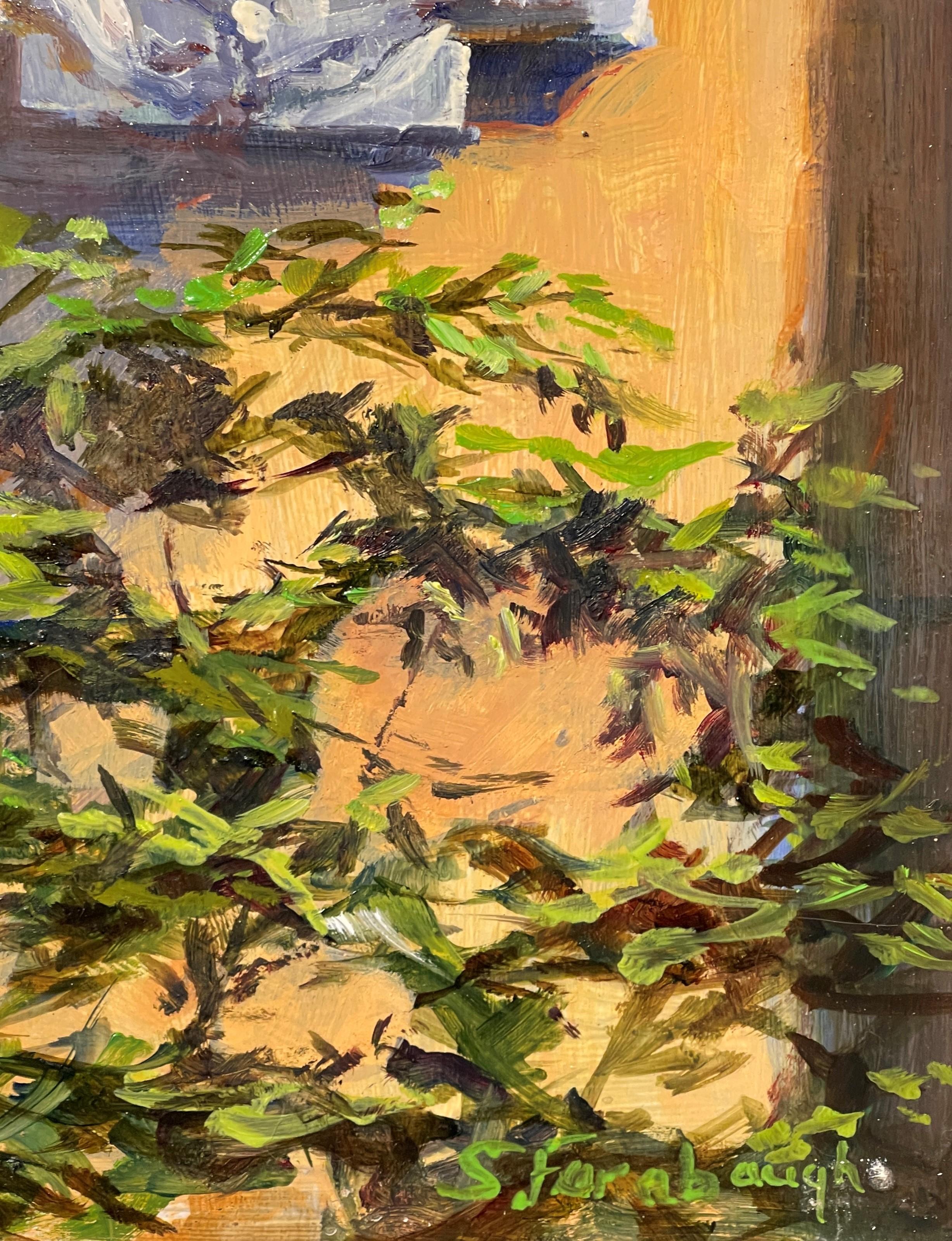 „Garden Shadows“ von Sheri Farabaugh, Originalgemälde, CO Governor's Mansion im Angebot 3