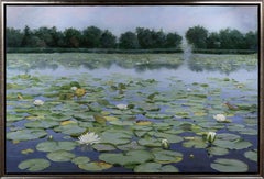 "The Lily Pond" par Sheri Farabaugh- Peinture, paysage d'étang serein