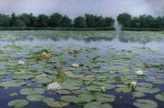 "The Lily Pond" by Sheri Farabaugh– Painting, Serene Pondscape