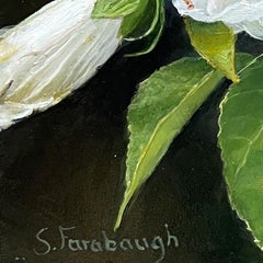 "White Hibiscus" (2024) by Sheri Farabaugh, Original Oil Painting of Flowers