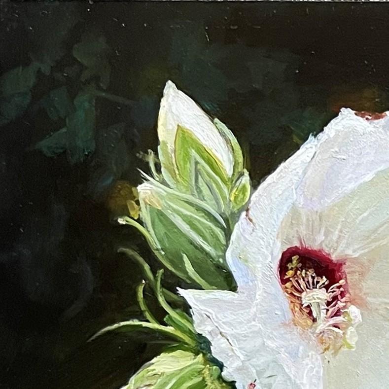 „Weißer Hibiskus“ (2024) von Sheri Farabaugh, Original-Ölgemälde von Blumen im Angebot 5