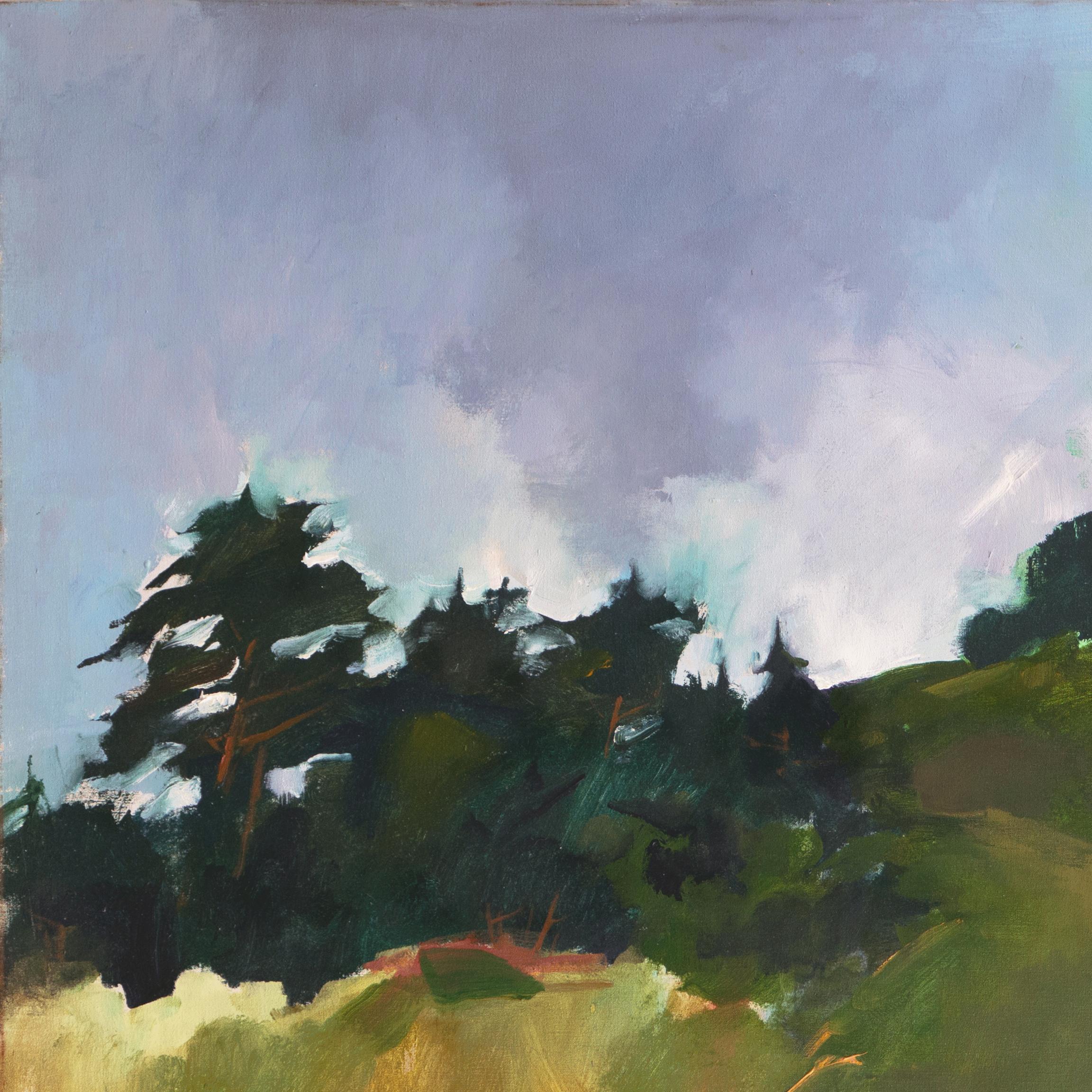 'Northern California, Rolling Hills', San Francisco Bay Area Oil Landscape - Post-Impressionist Painting by Sheri Lenz