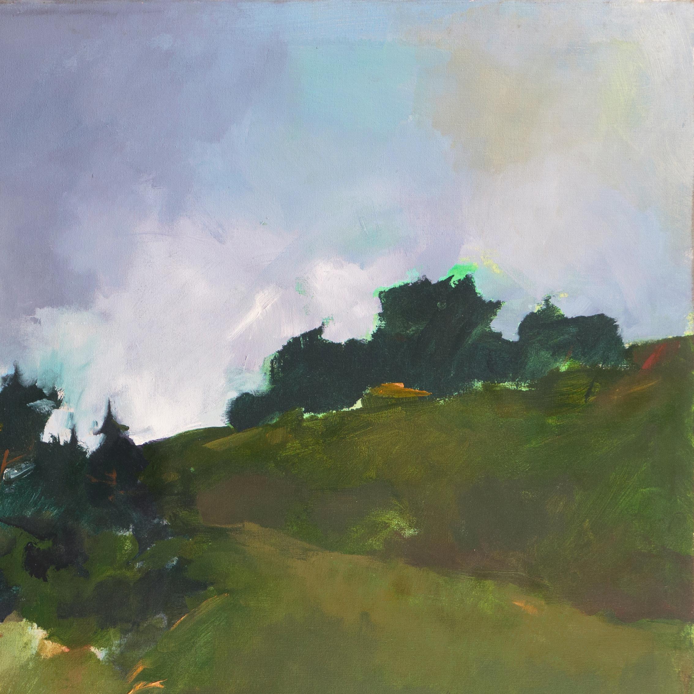 'Northern California, Rolling Hills', San Francisco Bay Area Oil Landscape - Brown Abstract Painting by Sheri Lenz