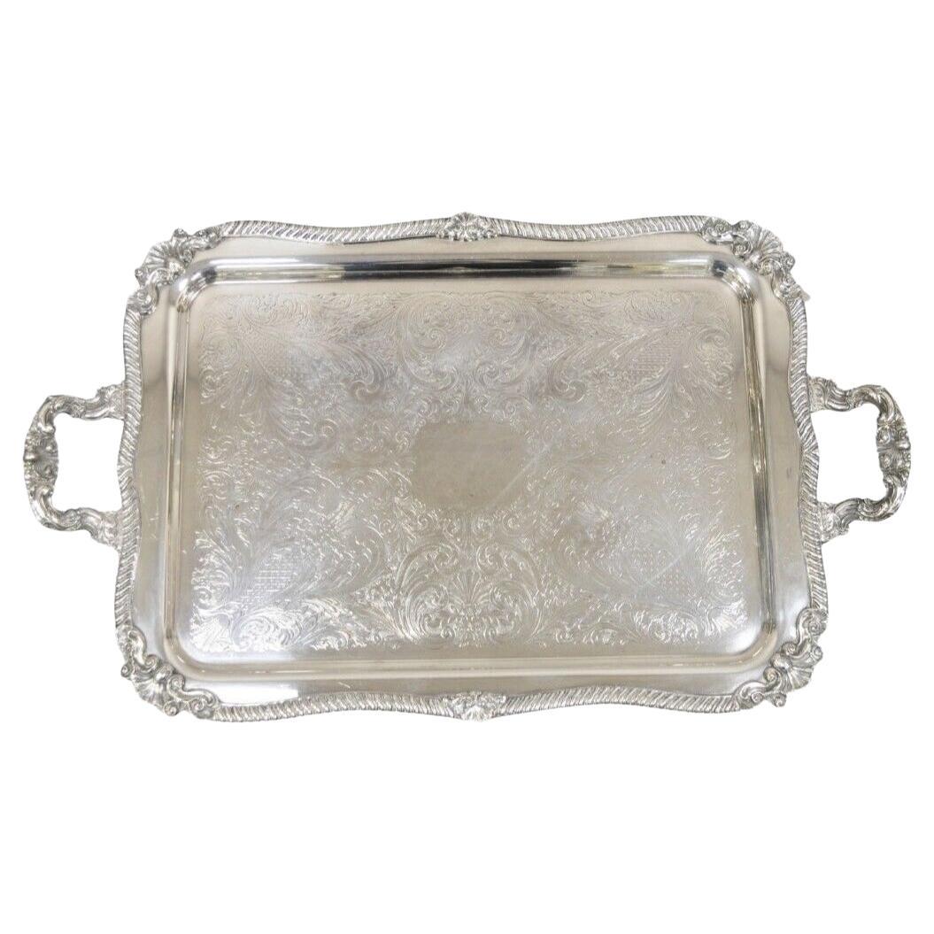 Sheridan Large Ornate Silver Plated English Victorian Style Serving Platter Tray