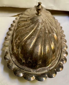 Sheridan Silver Co Silverplate Covered Butter Dish Glass Liner Swirl Design