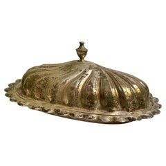 Sheridan Silver Co Silverplate Covered Butter Dish Glass Liner Swirl Design (Plat à beurre couvert en métal argenté)