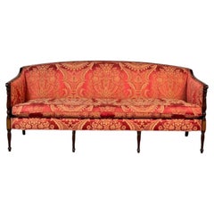 Sheridan Style Sofa / Settee with Silk Scalamandre Upholstery, Mahogany