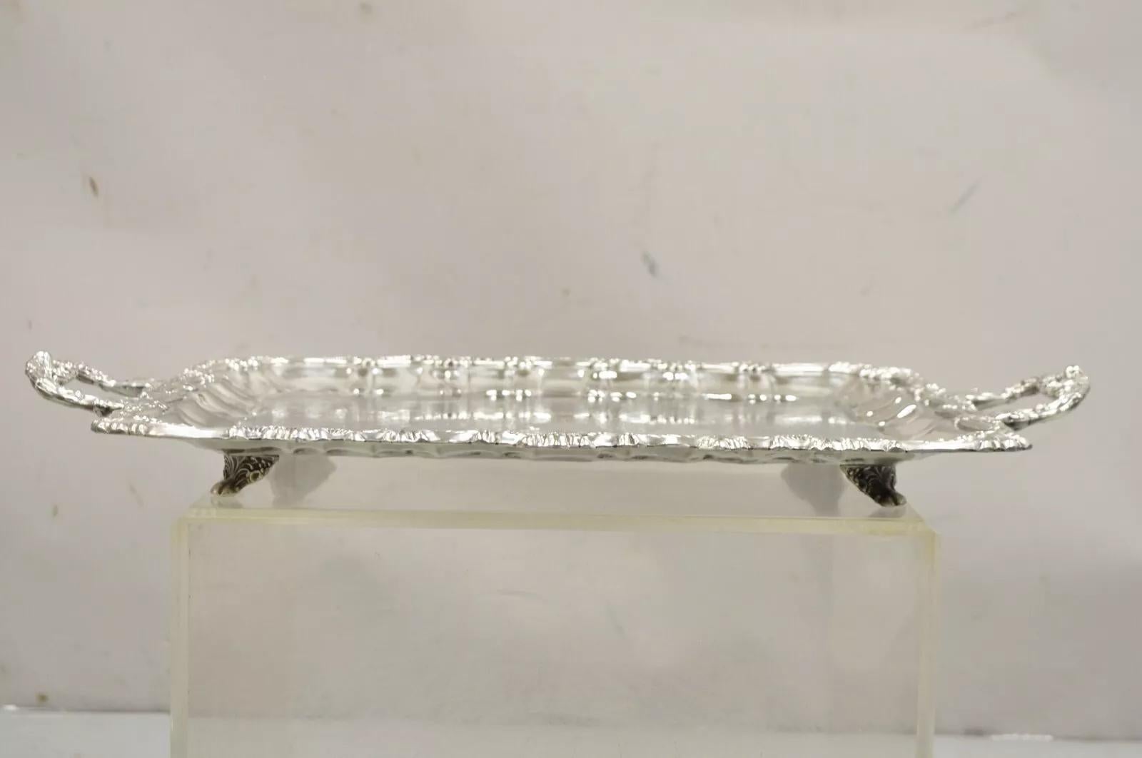 Sheridan Taunton EP Brass Silver Plated Victorian Rectangle Serving Platter Tray For Sale 6