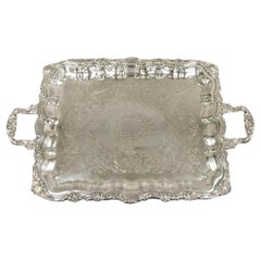 Used Sheridan Taunton EP Brass Silver Plated Victorian Rectangle Serving Platter Tray