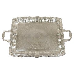 Plateau de service rectangulaire victorien plaqué argent Sheridan Taunton EP