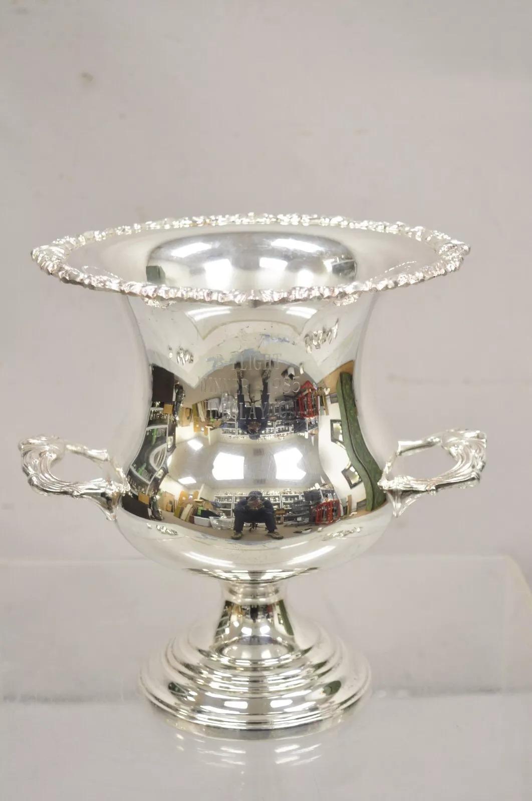 Sheridan Victorian Bulbous Silver Plated Champagne Chiller Ice Bucket Engraved For Sale 7