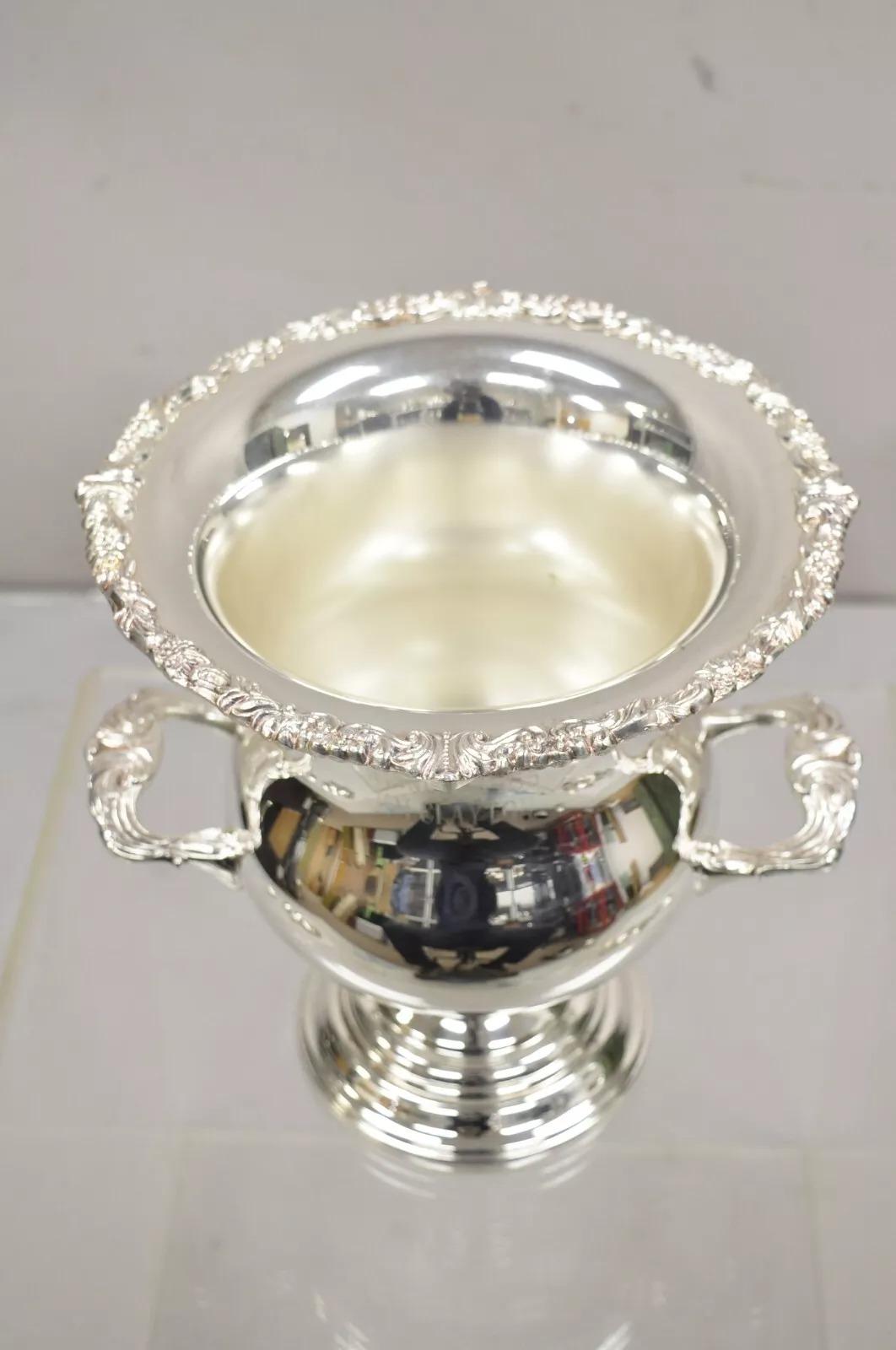 Unknown Sheridan Victorian Bulbous Silver Plated Champagne Chiller Ice Bucket Engraved For Sale