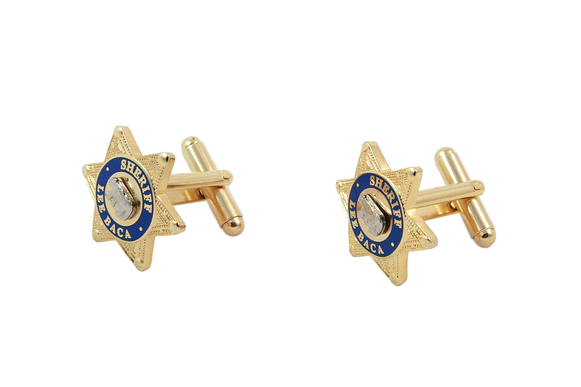 Men's Sheriff LEE BACA Gold Tone Metal Star Cufflinks