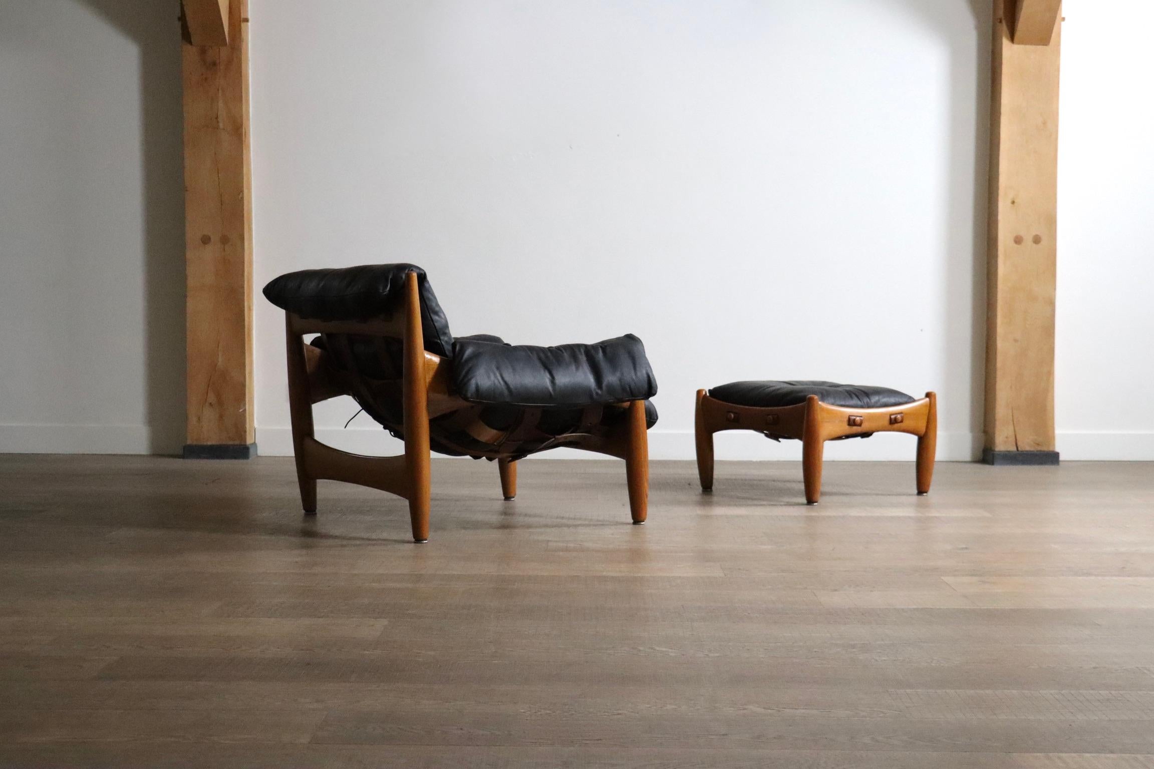 Chaise longue Sheriff avec ottomane de Sergio Rodrigues pour Isa Bergamo, années 1960 en vente 8
