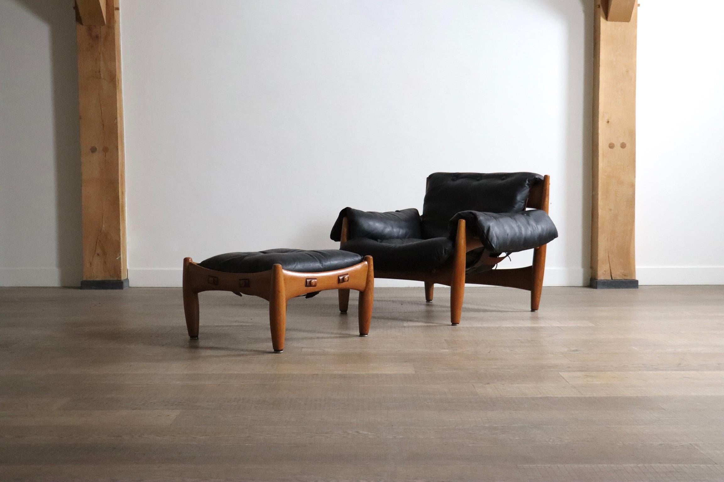 Chaise longue Sheriff avec ottomane de Sergio Rodrigues pour Isa Bergamo, années 1960 en vente 1