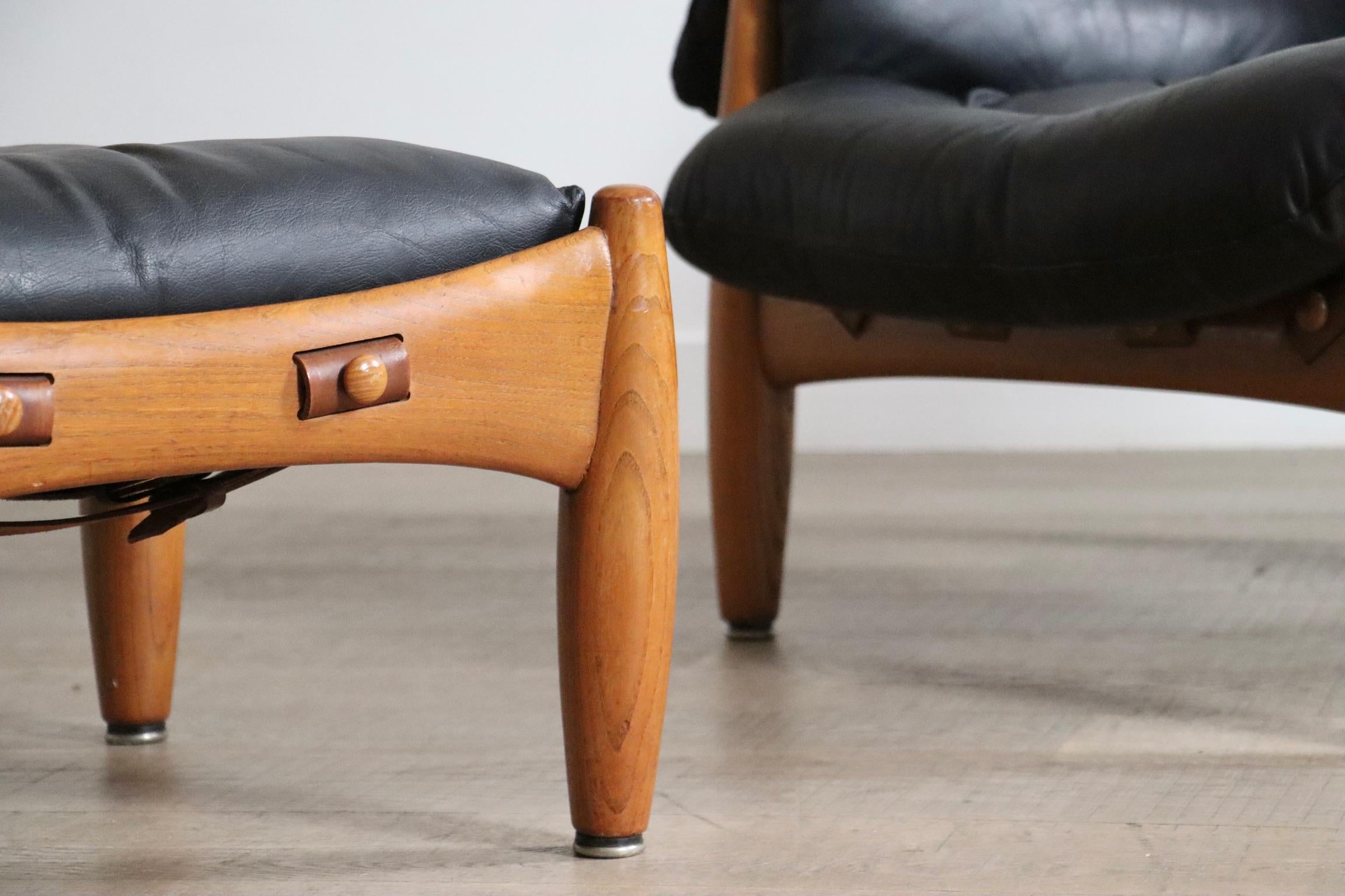 Chaise longue Sheriff avec ottomane de Sergio Rodrigues pour Isa Bergamo, années 1960 en vente 2