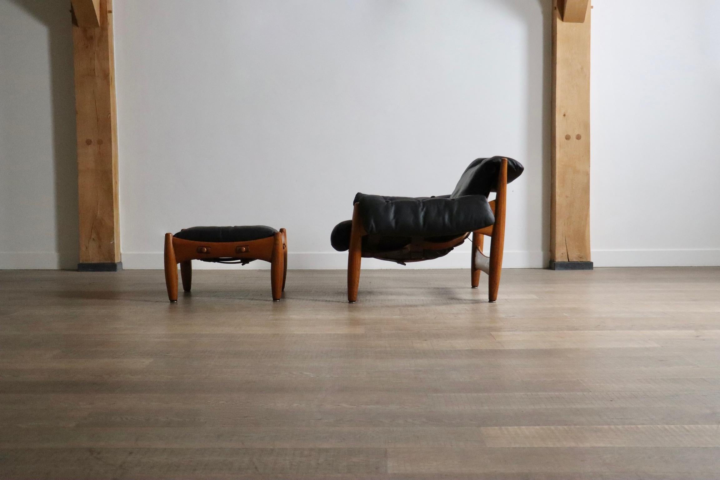 Chaise longue Sheriff avec ottomane de Sergio Rodrigues pour Isa Bergamo, années 1960 en vente 3