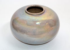 Sherill 2004 Modern Earthenware Handcrafted Blue Drip Glazed Bowl, Pottery USA