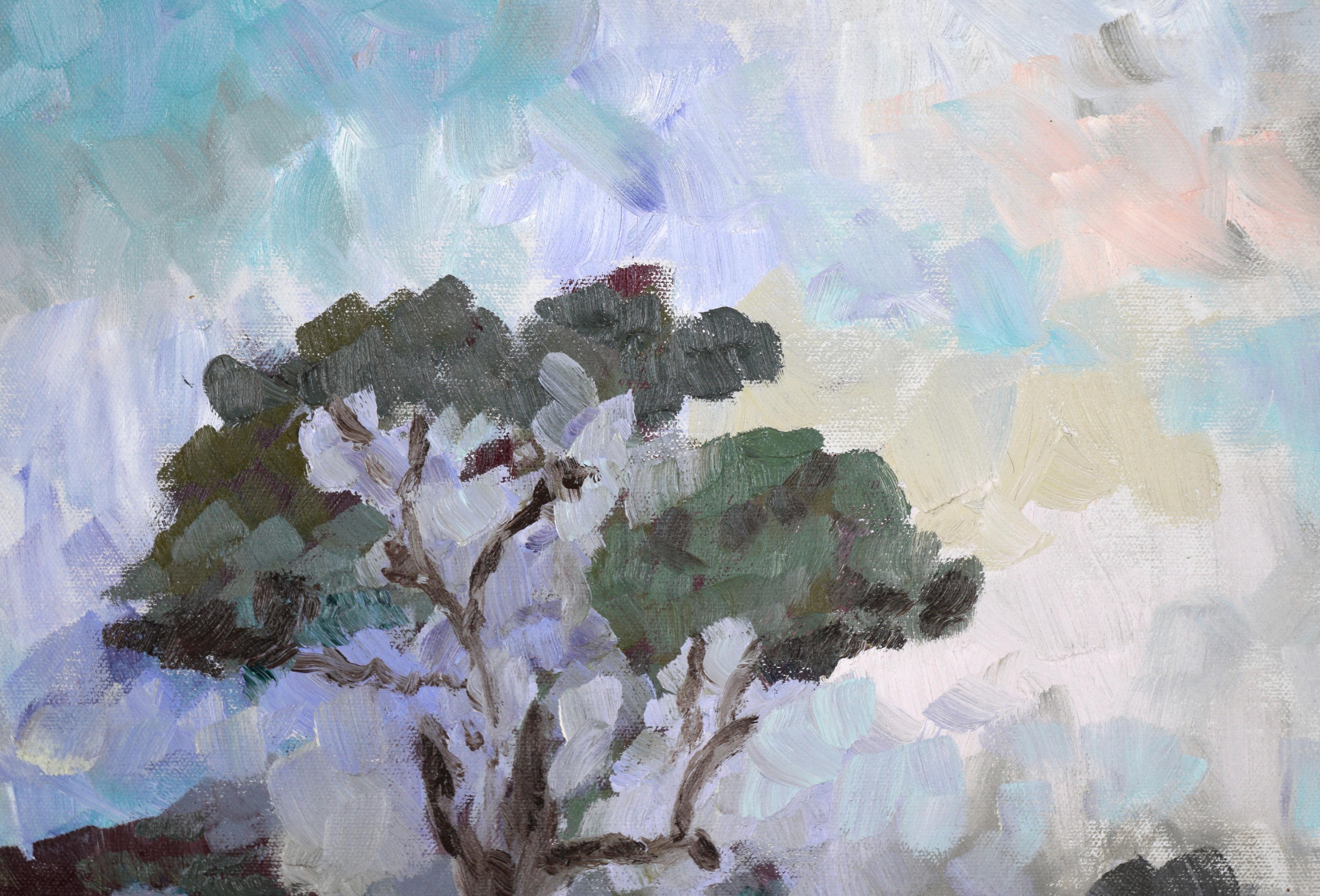 Praterie - Paesaggio impressionista verticale in olio su tela - Painting di Sherin Lindsey